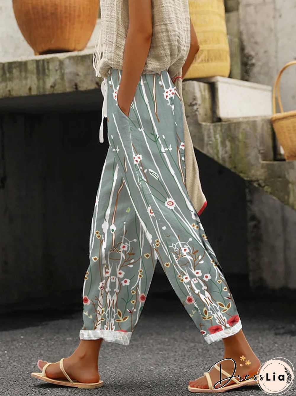 Casual Floral Printed Casual Pants