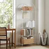 [US Local Warehouse] 5-Tier Acrylic Arched Bookshelf Modern Style Clear Bookcase Open Display Bookshelf for Home Office Living Room Kitchen Bedroom 11.81x23.62x65.35in Easy Assembly
