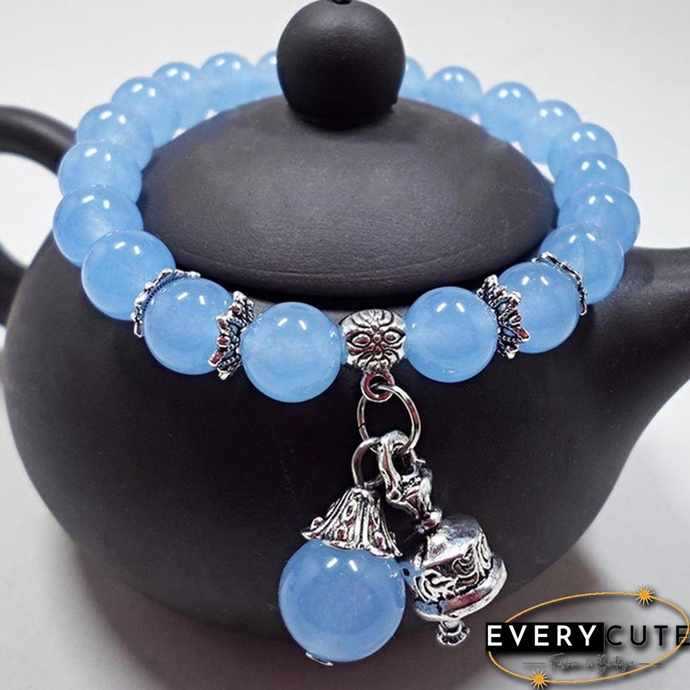 Natural Crystal Bracelets Chalcedony Stone Bracelet Women Ethnic Style Ladies Fashion Handmade Beaded Hand Jewelry