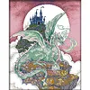 >SALE<Embroidery Cotton Thread 14CT Print Castle Guardian Cross Stitch Kit 40x49cm