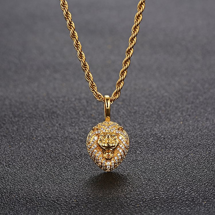 Iced Out Solid Lion Head Pendants Hip Hop Bling Bling