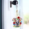 6Pcs Diamond Art Keyring Set Double Sided Cartoon Special Shaped (Elephant)