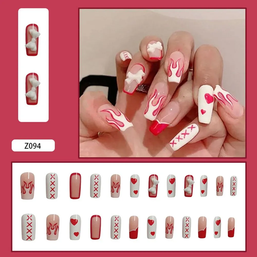 24pcs/Box Long Coffin False Nails with Dragon Pattern Design Ballerina Manicure Patches Press On Nails Full Cover Nail Tips-Nail Inspo