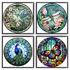 (US Local)4pcs/set Stained Glass-18CT Stamped Cross Stitch Kit(20x20cm)