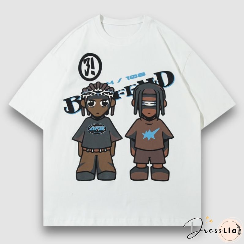 Hip Hop Cartoon Print Tee