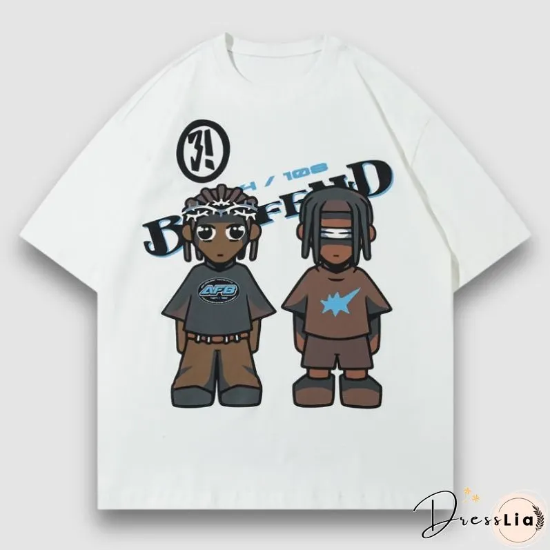 Hip Hop Cartoon Print Tee