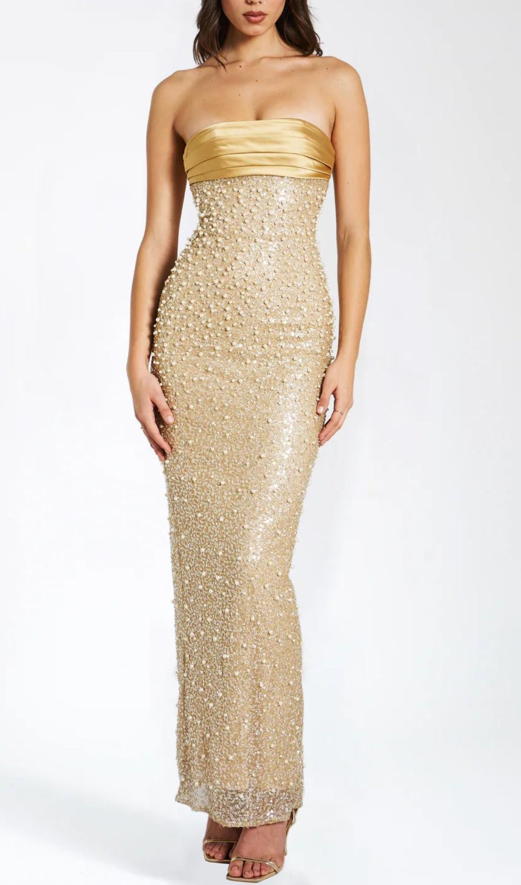 Alazne Sequin Pearl Maxi Dress Flowering Girl