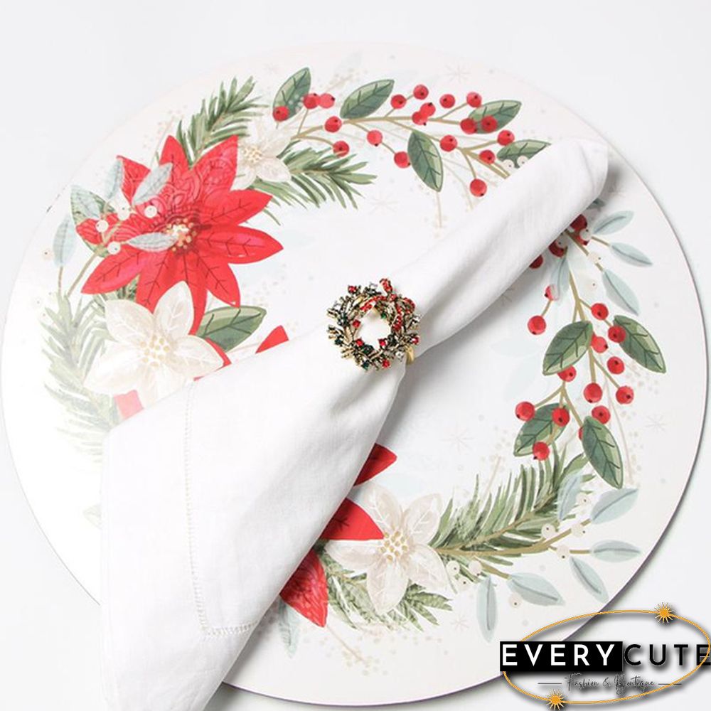 Metal Christmas Napkin Rings Holders Wreath Elk Christmas Tree Ring for Holiday Christmas Thanksgiving Home Table Decoration