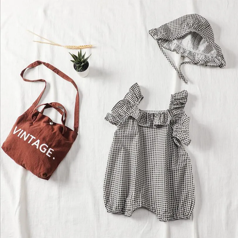 0-3Yrs Infant Clothes Rompers 2020 Summer Newborn Grils Cotton Lace Romper With Cap 2pcs Set Baby Girls Overall White