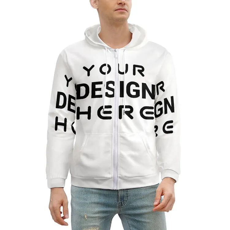 Personalized Custom men's Full Print Zip Hooded Hoodie