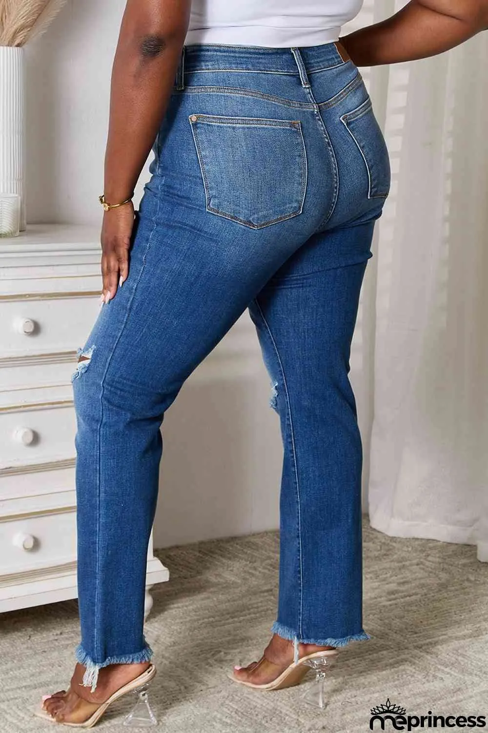 Judy Blue Full Size Distressed Raw Hem Jeans