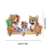 Wooden Special Shaped Three Dogs Family Diamond Art Craft Wall Hooks Home Decor