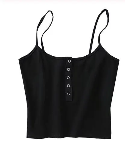 Summer Women Sexy Camis Top Sleevelsess Hollow Out Short Cropped Top Slim Spaghetti Strap Streetwear New Black Lace Up Camisoles