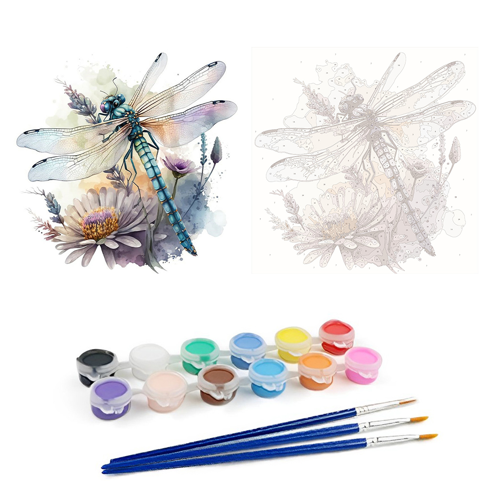 Dragonfly-Paint by Numbers-16"x16"/40x40cm
