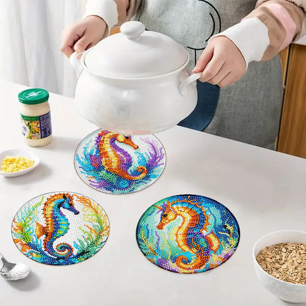 DIY Diamond Dot Kits Seahorses Diamond Painting Placemats Projects for Beginners