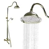[US Local Warehouse] Antique Gold Shower Head Set with Knobs Mixer Tap Vintage Rainfall Showers Faucet Wear Resist for Home Bathroom Hotel SPA
