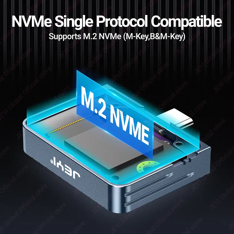 JEYI 2230 M.2 NVMe Direct-attach SSD Enclosure, USB 3.2 10Gbps In