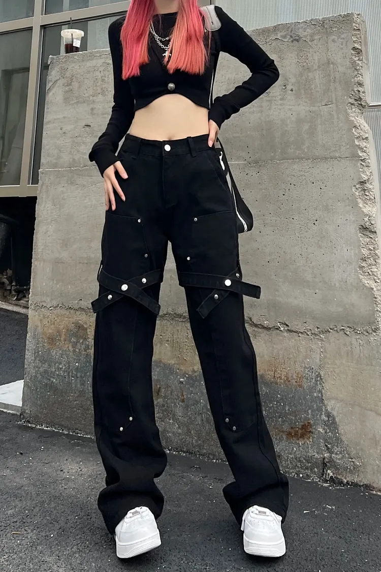 Black Utility Belt Cargo Pant