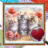 Cat-Partial 11CT Stamped Cross Stitch Bead Embroidery 36*36cm/14.17*14.17in