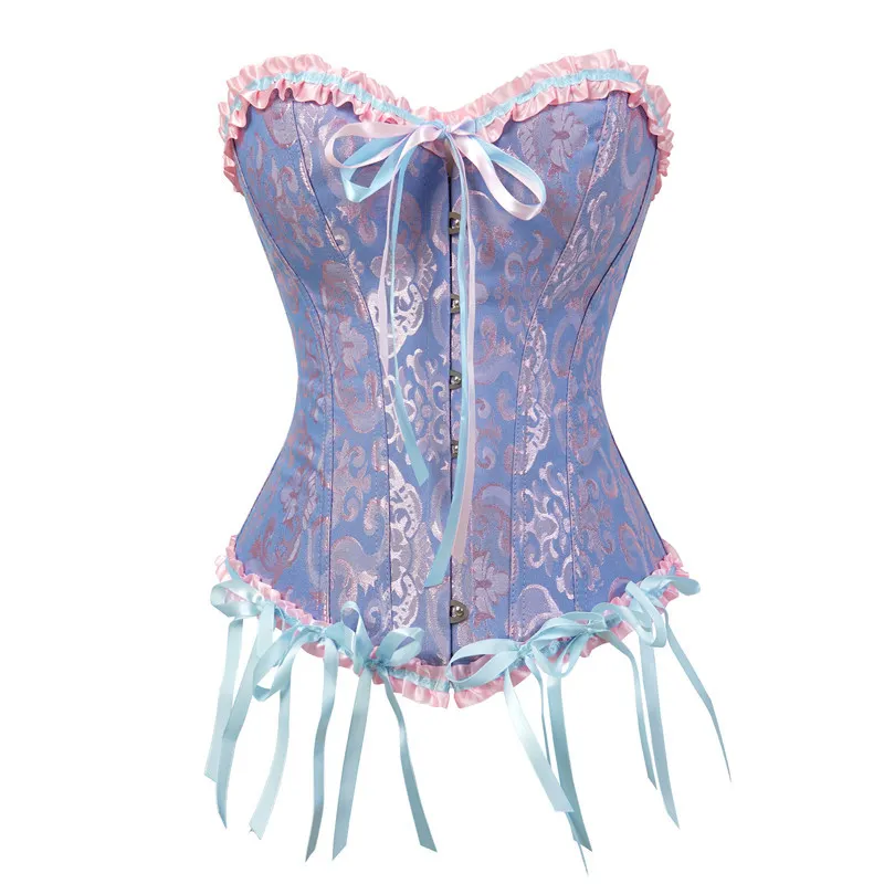 Billionm Sapubonva Corset Sexy Women's Plus Size Corsets and Bustiers Overbust Floral Gothic Brocade Corselet Clothing Top White Black