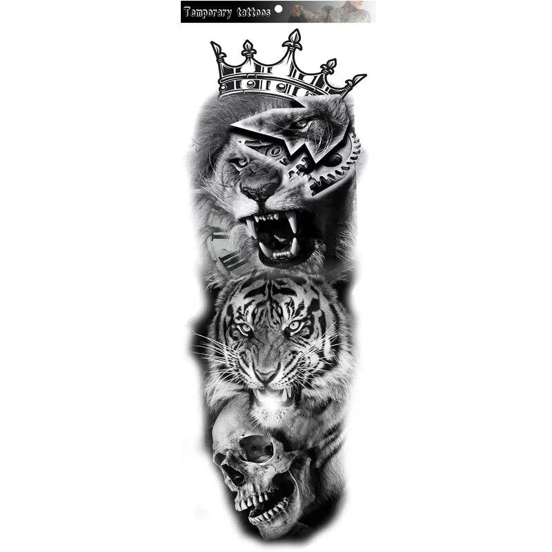 Waterproof Temporary Large Arm Sleeve Tatoo Sticker Fox Tiger Lion Animal Stickers Body Arm Legs Tattoos Temporary Paper Cover