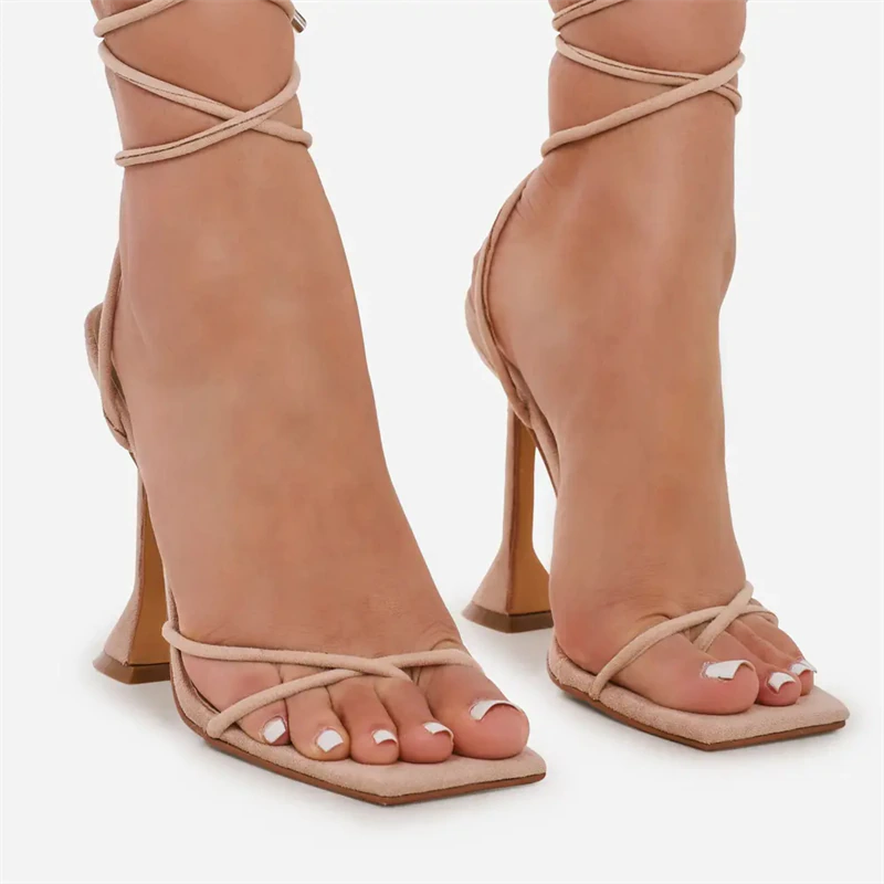 Qengg 2022 Summer White Black Women Sandals Fashion Cross Tied High Heels Shoes Sexy Lace Up Party Pumps Size 35-43 black heels