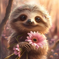 Happy Sloth with Flowers &ndash; Diamond Painting