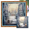 Snow Scene Outside The Window - 11CT Stamped Cross Stitch - 50*50cm