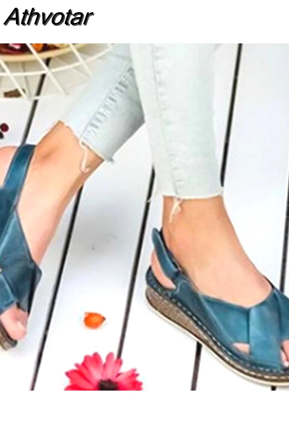 Athvotar Sandals Summer Female Shoes Women's Peep Toe Wedge Woman Comfortable Plus Size Female Platform Ladies New 2023 430-0