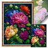 (Multi Style)Peony-Full Embroidery 3 Strands 11CT Stamped Cross Stitch-40*60CM-Large Size