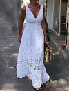 Crochet Plunging Empire Maxi Dress