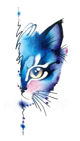 Tattoo Sticker Little Half Face Cat Element Small Animal Flower Water Transfer Temporary Fake Body Art Tatoo for Kid Girl Boy