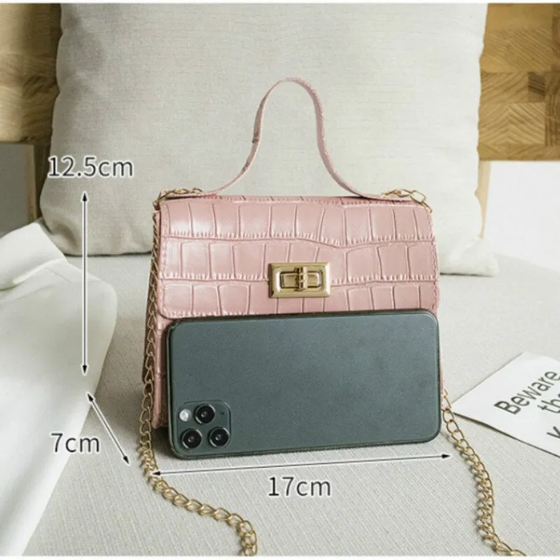 PU Fashion Women Bags 2020 Summer New Crocodile Pattern Handbag Shoulder Messenger Chain Lock Small Square Bag Wholesale