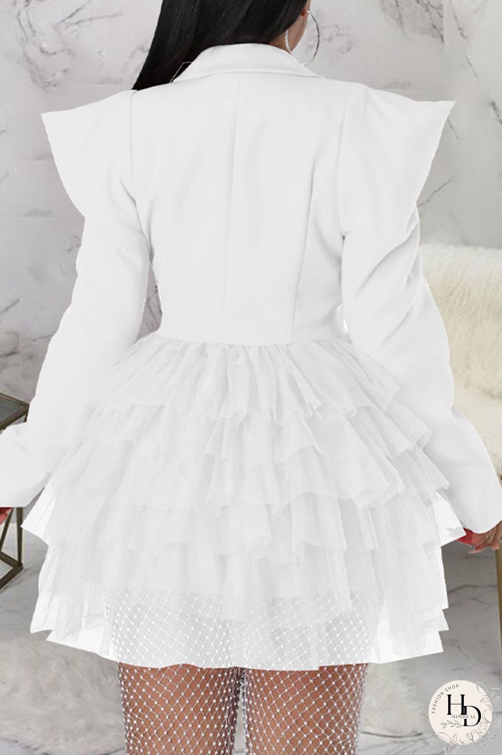 Colorful Blue Casual Street Solid Patchwork Turn-back Collar A Line Dresses