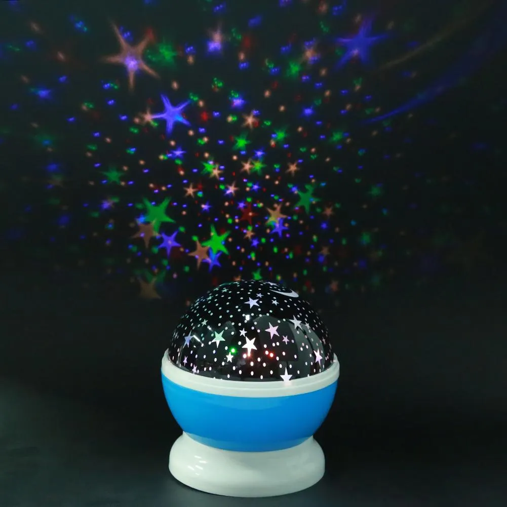 Rotating Projector Starry Night Lamp Projection LED Lights Xmas Gift(Blue)
