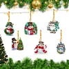 (US Local)6pcs Xmas Snowman  DIY Diamond Painting Art Pendant Wall Door Decoration