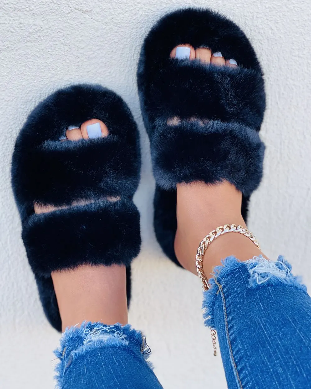 2021 Fashion Modern Slippers Women Winter Outdoor Fur Slides Fluffy Furry Shoes Ladies Flat Platform Footwear Cozy Celebrities