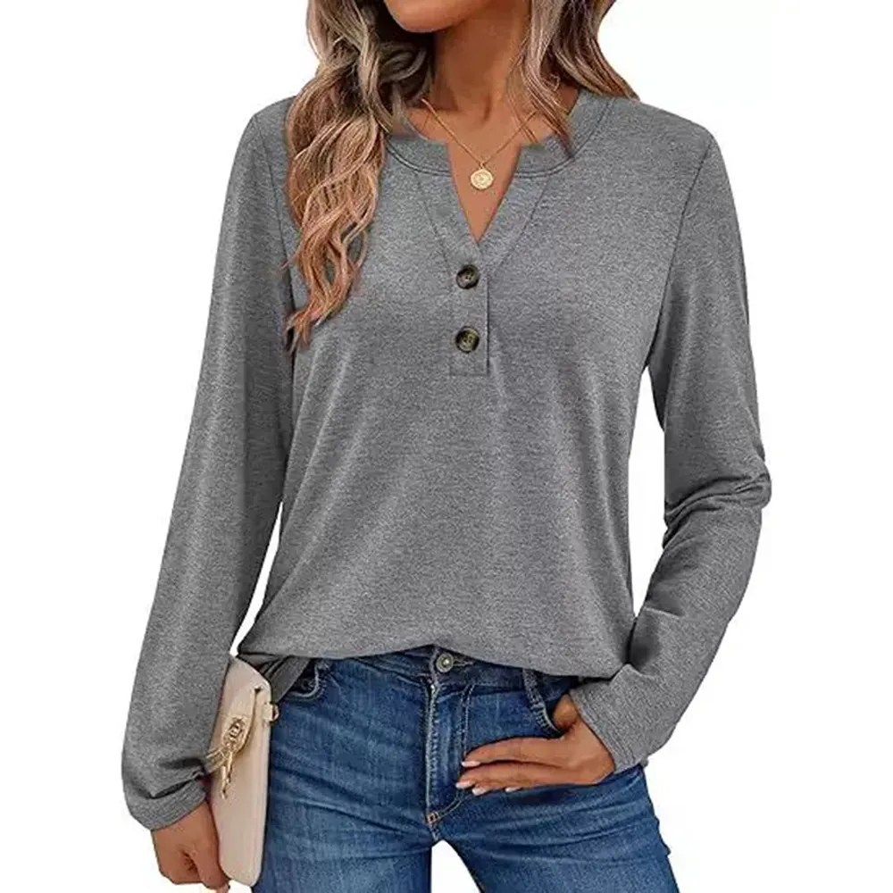 Athvotar Athvotar 2025 Spring And Autumn Women's Long Sleeves V-Neck Shirt Home Business And Leisure Shirt Women