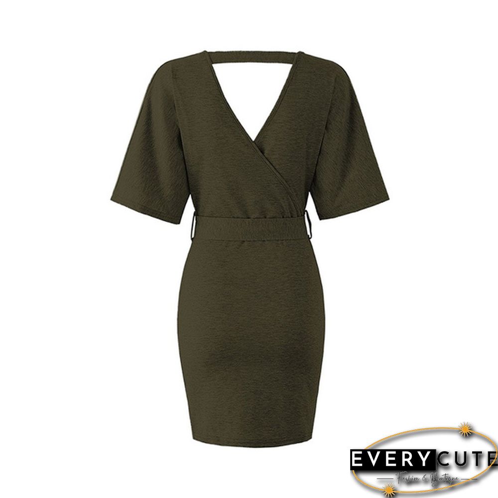 Women's Spring and Summer V-neck Dress Hip Skirt