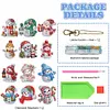 (US Local)12Pcs Christmas Diamond Painting Keychain Rhinestone Painting Keychain Pendant
