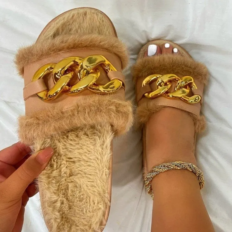 Fashion Autumn Winter New Women Flat Platform Short Plush Flip Flops Slippers Shoes Woman Lady Sexy Furry Sandals Slippers Shoes