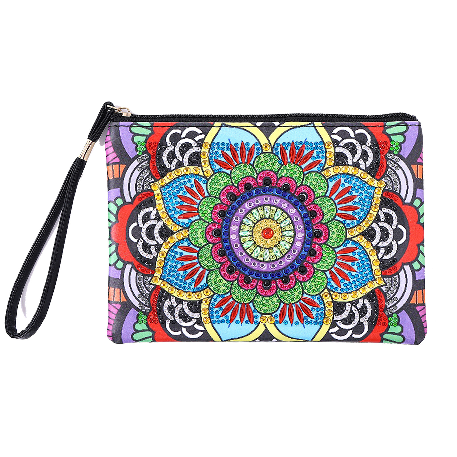 Cross Mirror Foreign Trade Mandala 5D Diamond Painting Handbag Makeup Bag, Flower Style Diamond Art Craft Bag