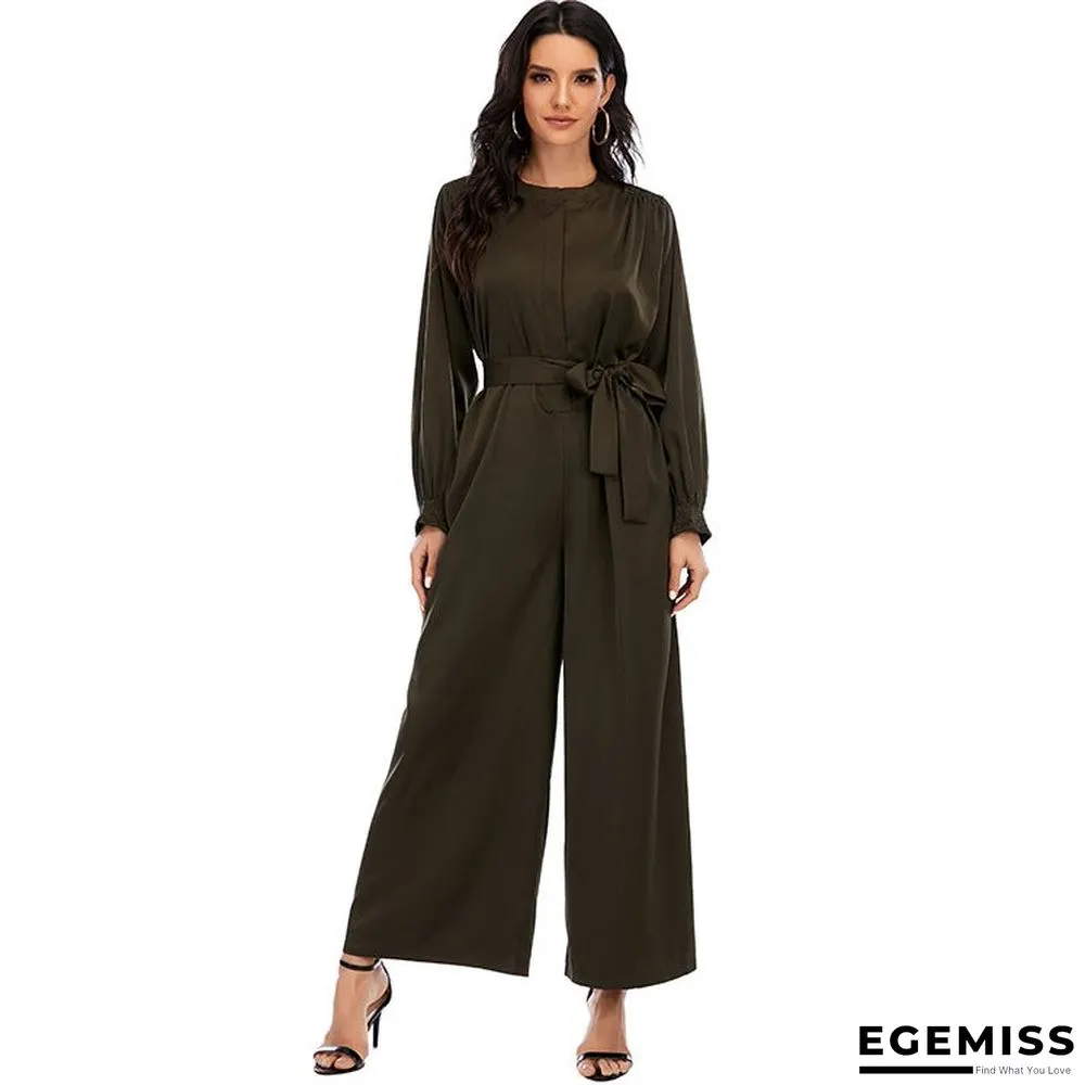 Fashion Jumpsuit Solid Color Waist Temperament Wide-leg Pants | EGEMISS