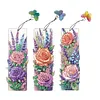 (US Local)3Pcs Special Shape Flowers 5D DIY Diamond Painting Bookmark Craft Kit