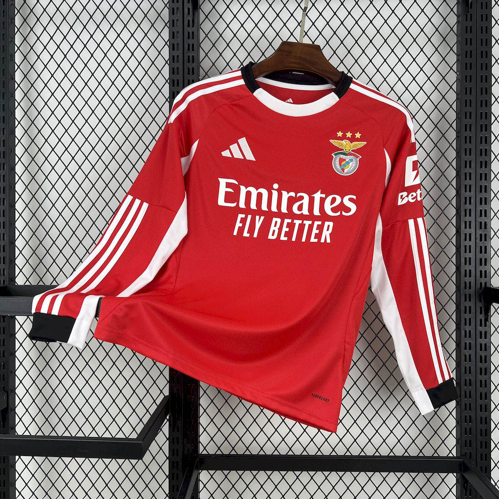 2025-2026 Long Sleeve SL Benfica Home Football Shirt 1:1 Thai Quality Maxi Kit