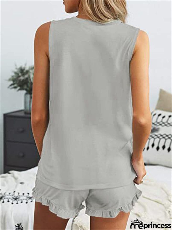 Women's Loose Cozy Round Neck Sleeveless Summer Sets