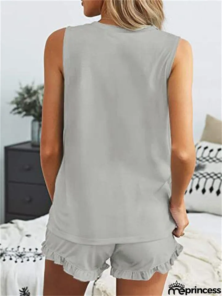Women's Loose Cozy Round Neck Sleeveless Summer Sets