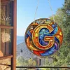 (Upgrade Size)DIY Double Sided Diamond Painting Alphabet Family Last Name Initial Sign Ornament with Chain Window Hanging Kit