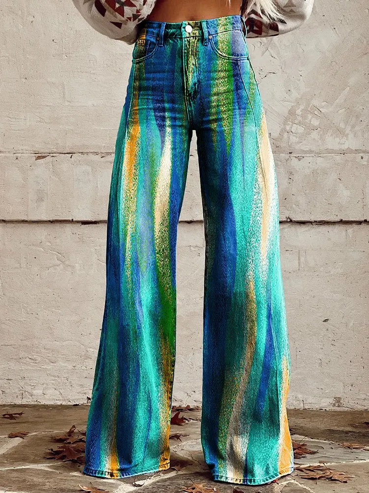Women's Vintage  Print Casual Wide Leg Pants