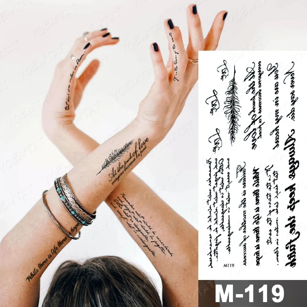 Arabic Language Waterproof Temporary Tattoo Sticker Black Love Text Word Letter Body Art Arm Couple Fake Tatoo For Women Men